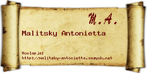 Malitsky Antonietta névjegykártya